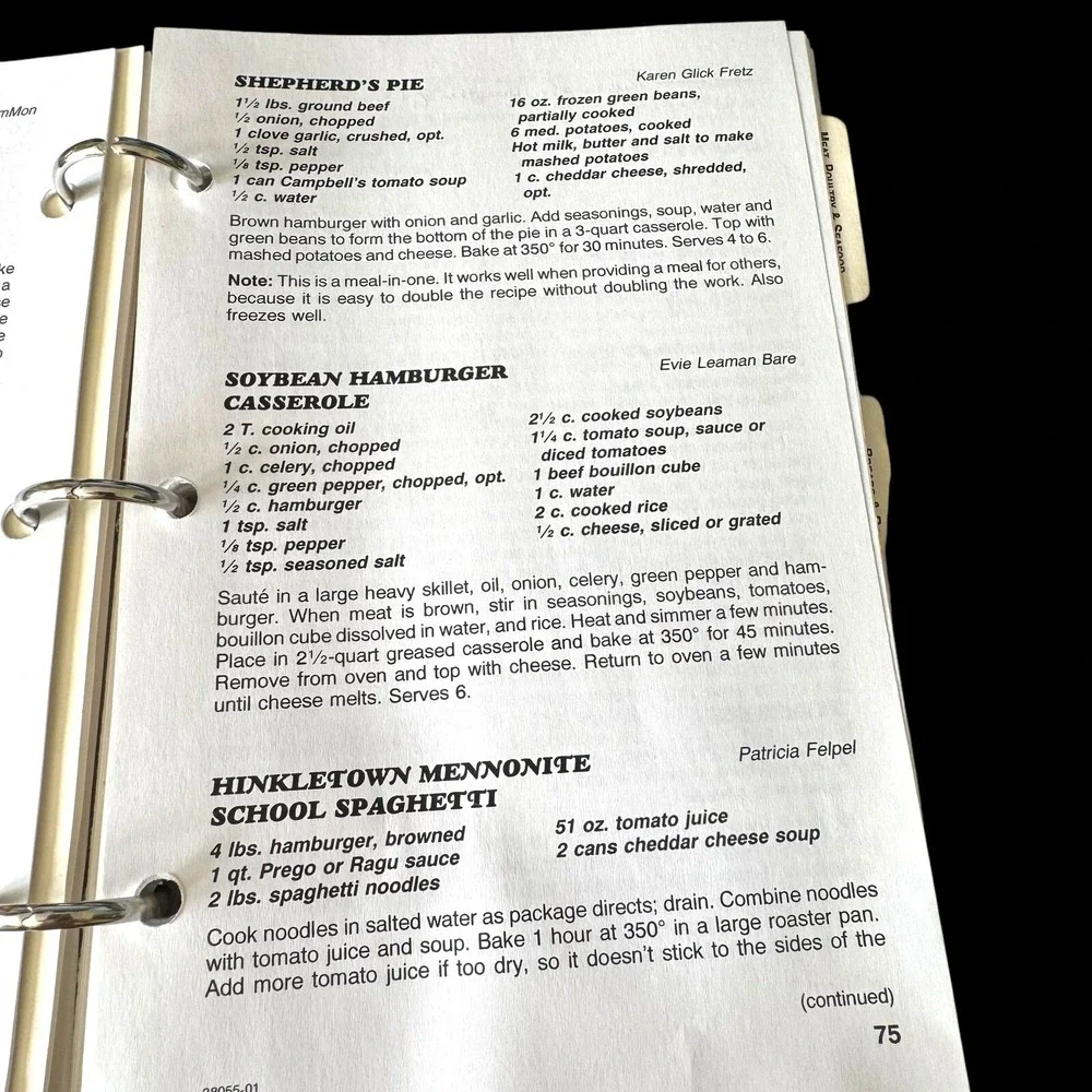 Mennonite Recipes Cookbook – Stumptown 2001 Community Church Vintage